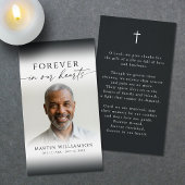 Funeral Cross Forever Hearts Photo Prayer Card