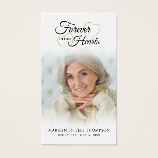 Funeral Forever Hearts Cross Photo Prayer Card (正面)