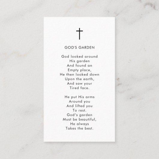 Funeral Forever Hearts Photo Cross Prayer Card 名刺 (裏面)