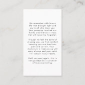 Funeral Forever Hearts Photo Script Prayer Cards 名刺 (裏面)