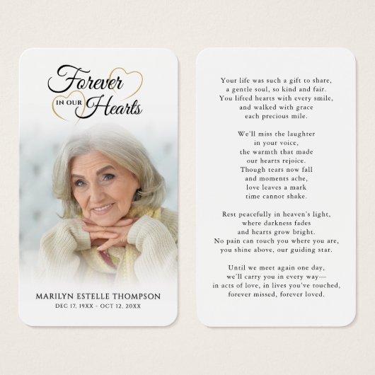 Funeral Forever In Our Hearts Photo Prayer Card (正面&裏面)