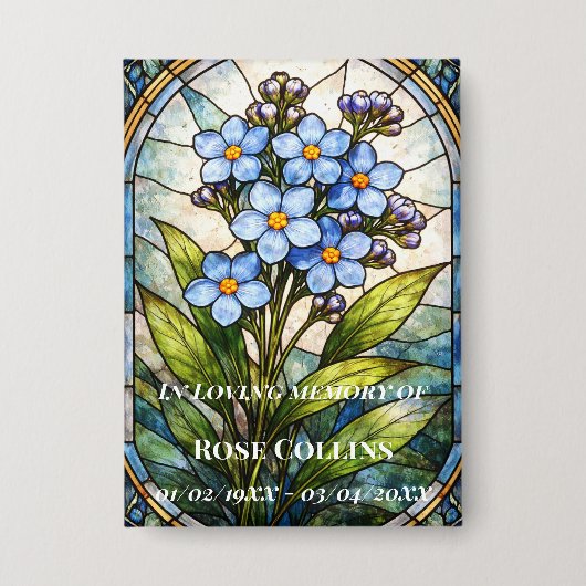 Funeral Forget me Not Stained Glass Memorial 缶バッジ (正面)