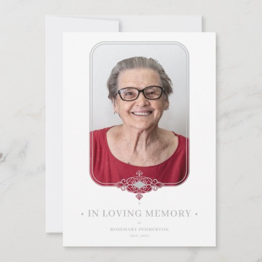 Funeral Grey Ornamental Lace Effect Photo 招待状 (正面)