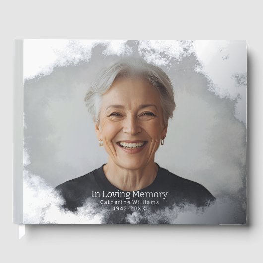 Funeral Guestbook Silver Clouds Foil Guestbook ゲストブック (正面)