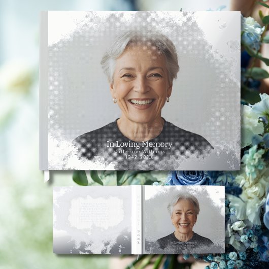 Funeral Guestbook Silver Clouds Foil Guestbook ゲストブック