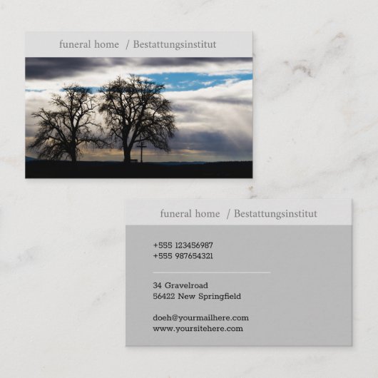funeral home/Beerdigungsinstitut Kontur Baum Kreuz 名刺 (正面/裏面)