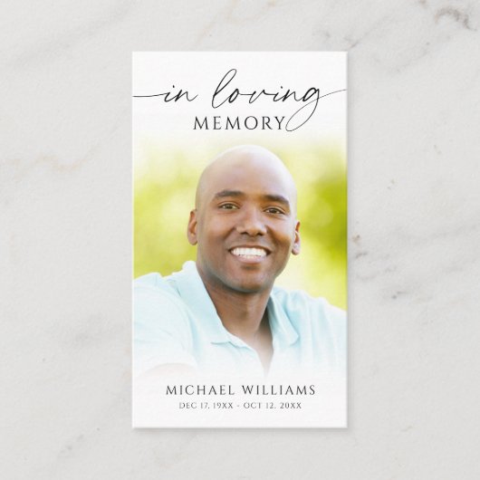Funeral In Loving Memor Photo Prayer Card 名刺 (正面)