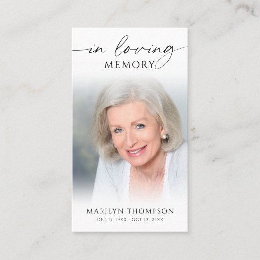 Funeral In Loving Memory Photo Prayer Card 名刺 (正面)