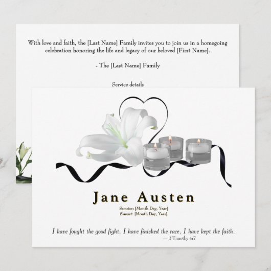 Funeral Invitation - Editable  セーブザデート (正面/裏面)
