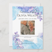 Funeral Invitation Template – Blue & Purple 招待状 (正面)