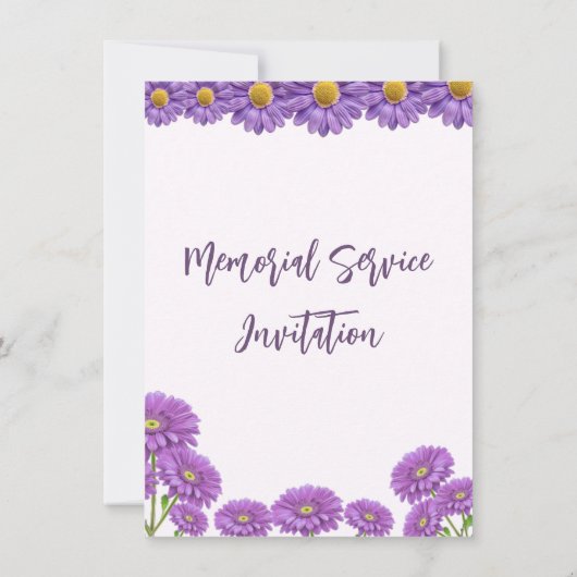 Funeral Invitation with Purple Gerberas 招待状 (裏面)