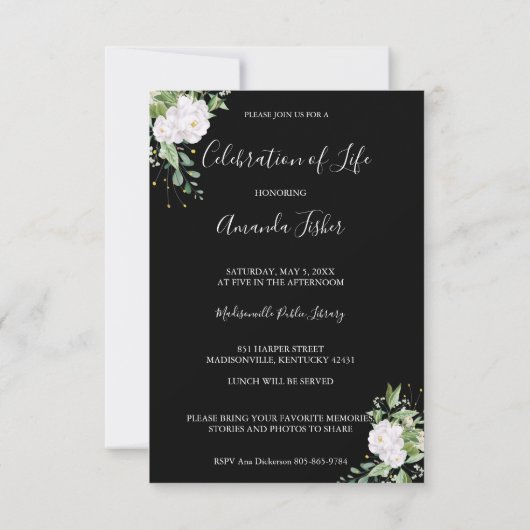 Funeral Loved One on White Floral Wreath Memorial (裏面)