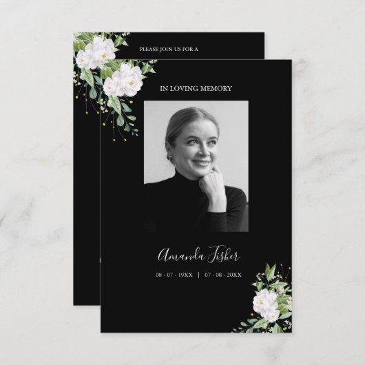 Funeral Loved One on White Floral Wreath Memorial (正面/裏面)