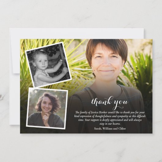 Funeral Memorial 4 Photo Collage Script サンキューカード (正面)