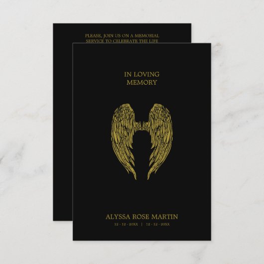 Funeral Memorial Angel Wings Dear One Passed Away (正面/裏面)