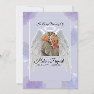 Funeral Memorial Design Template – Angel Wings  招待状