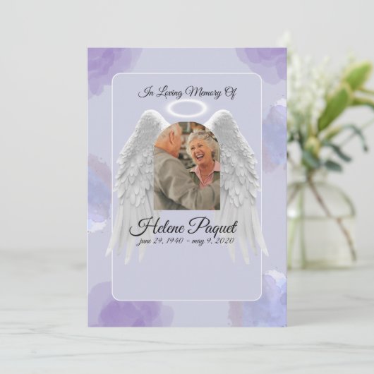 Funeral Memorial Design Template – Angel Wings  招待状 (スタンド正面)