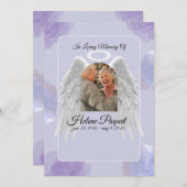 Funeral Memorial Design Template – Angel Wings  招待状 (正面/裏面)