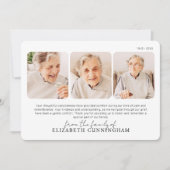 Funeral Memorial Modern Simple 3 Photos サンキューカード (正面)