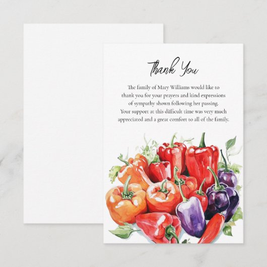 Funeral Memorial Pepper Thank You Note Card サンキューカード (正面/裏面)