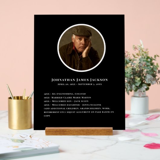 Funeral Memorial - Personal Details Display アクリルサイン (ウェディング)