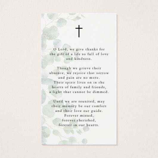 Funeral Memorial Photo Botanical Prayer Card (裏面)