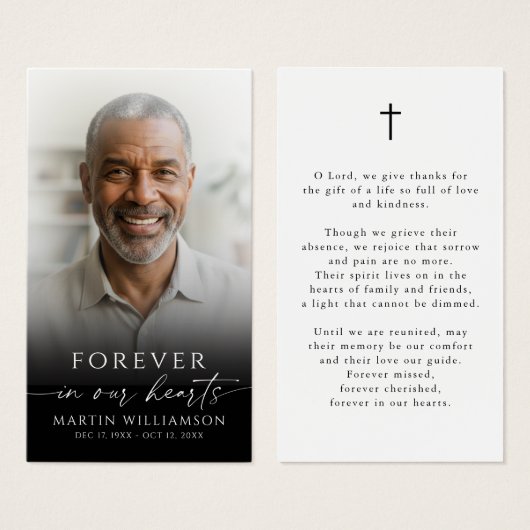 Funeral Memorial Photo Cross Prayer Card (正面&裏面)