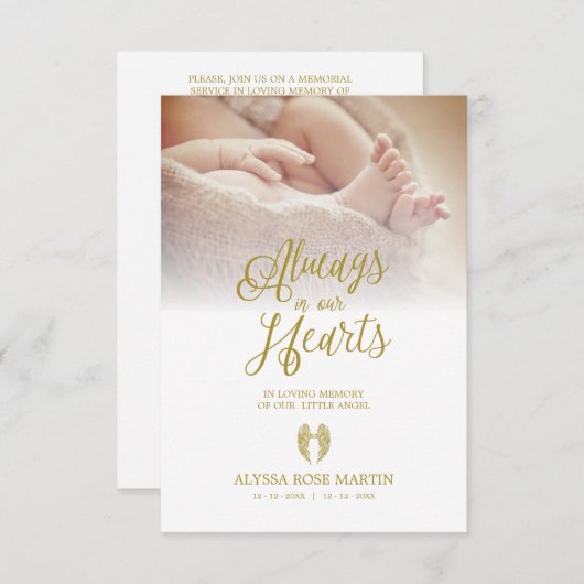 Funeral Memorial Photo Litlle Angel Wings Dear One (正面/裏面)