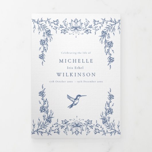 Funeral Obituary Order of Service hummingbird 三つ折りプログラム (カバー)