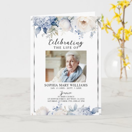 Funeral Order of Service | Floral Memorial Program カード (黄色い花)