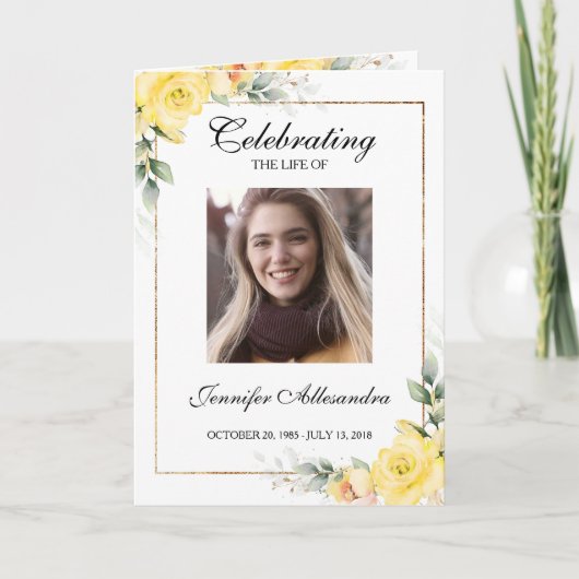 Funeral Order of Service Greenery Memorial Program プログラム (正面)