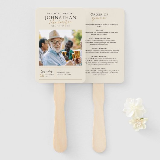 Funeral Order of Service Photo Program ハンドファン (正面&裏面)
