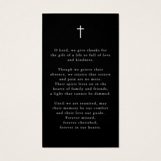 Funeral Photo Cross Elegant Prayer Card (裏面)