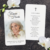 Funeral Photo Forever Hearts Cross Prayer Card