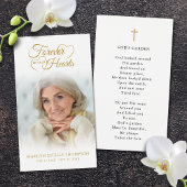 Funeral Photo Forever Hearts Cross Prayer Card