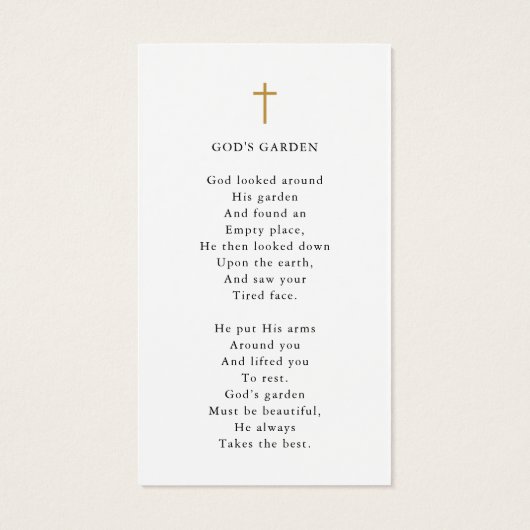 Funeral Photo Forever Hearts Cross Prayer Card (裏面)