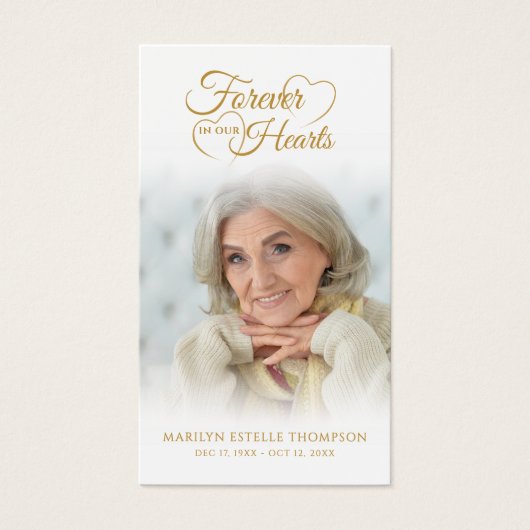 Funeral Photo Forever Hearts Cross Prayer Card (正面)