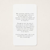 Funeral Photo In Loving Memory Modern Prayer Card (裏面)