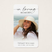Funeral Photo In Loving Memory Modern Prayer Card (正面)