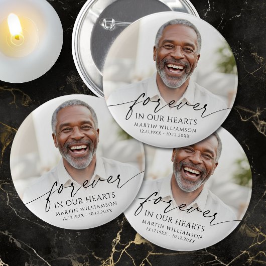 Funeral Photo Memorial Forever In Our Hearts 缶バッジ