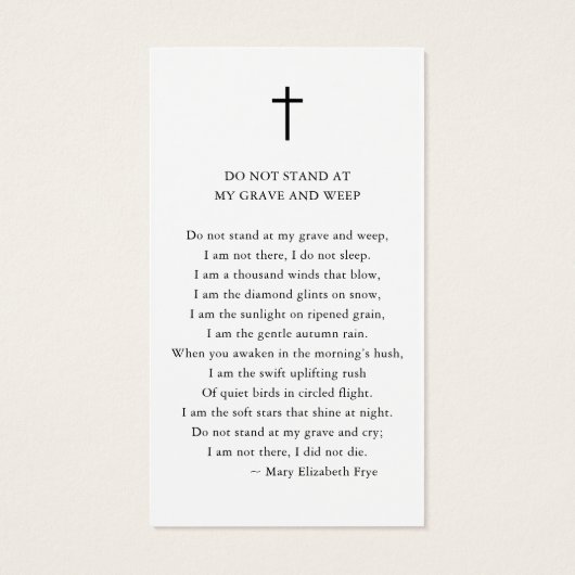 Funeral Photo Poem Prayer Card (裏面)