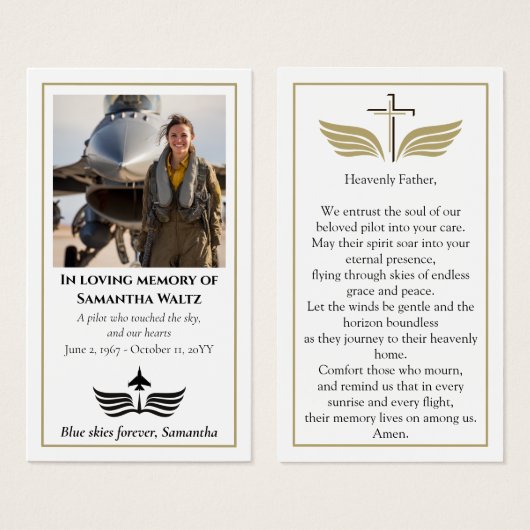 Funeral Photo Prayer for Pilot Modern Aviation (正面&裏面)