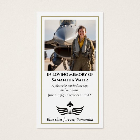 Funeral Photo Prayer for Pilot Modern Aviation (正面)