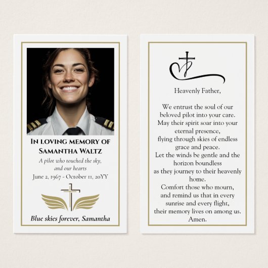Funeral Photo Prayer for Pilot Modern Aviation (正面&裏面)