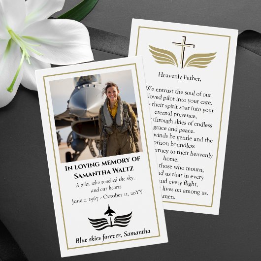 Funeral Photo Prayer for Pilot Modern Aviation