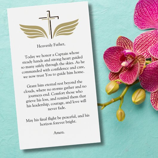 Funeral Photo Prayer for Pilot Modern Aviation