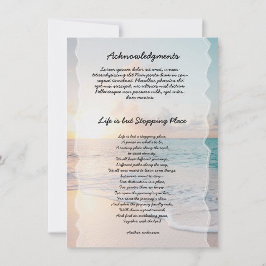 Funeral Prayer Card (裏面)