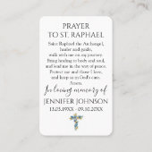 Funeral Prayer Card Memorial Angel Saint Raphael  名刺 (裏面)