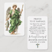 Funeral Prayer Card Memorial Angel Saint Raphael  名刺 (正面/裏面)