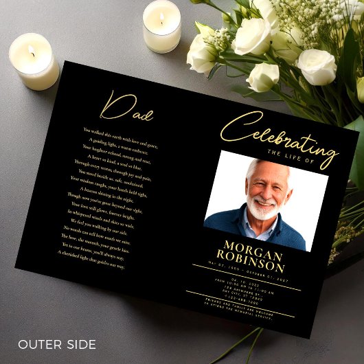 Funeral Program, Celebration of Life, Black & Gold チラシ
